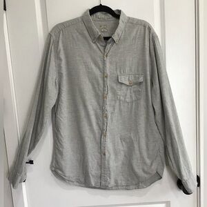 J Crew Shirt Mens Large Gray Heathered Cotton Button Down Long Sleeve Casual